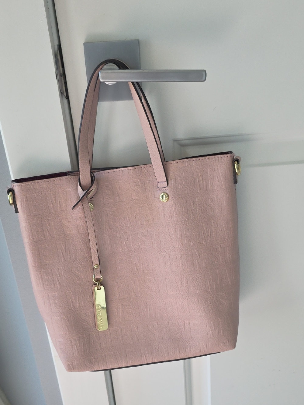 Steve Madden Blush Pink Small Tote Bag with Gold Accents